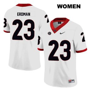 Women's Georgia Bulldogs NCAA #23 Willie Erdman Nike Stitched White Legend Authentic College Football Jersey WLE4554RN